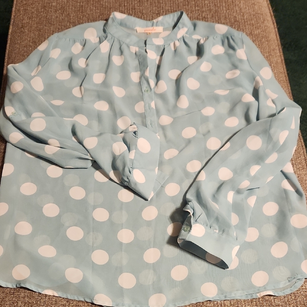 Polka Dot Blouse - Blue and White